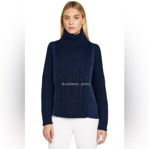 Clements Ribeiro Blue Cable‎ Silk Turtleneck Sweater
